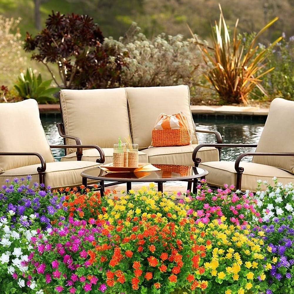 Artificial Flowers Fake Outdoor UV Resistant Boxwood Plants Shrubs, Faux Plas…