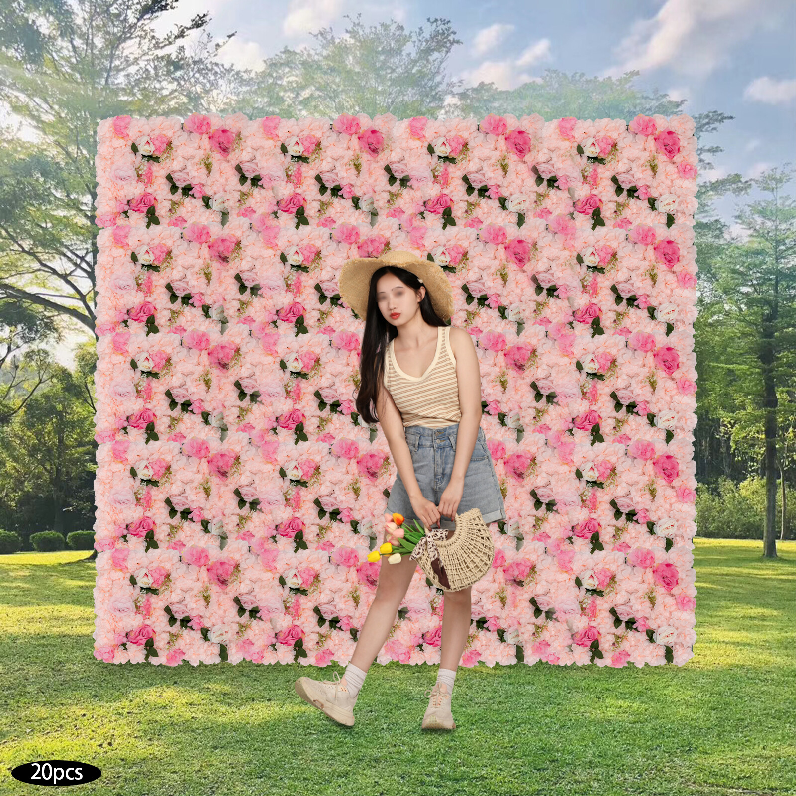 Artificial Rose Hydrangea Flower Wall Panels Wedding Backdrop 60 x40cm 12PCS