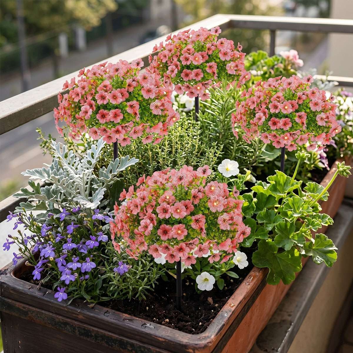 Artificial Violet Flowers with Ground Spike Fake Plants Garden Patio Yard Decor