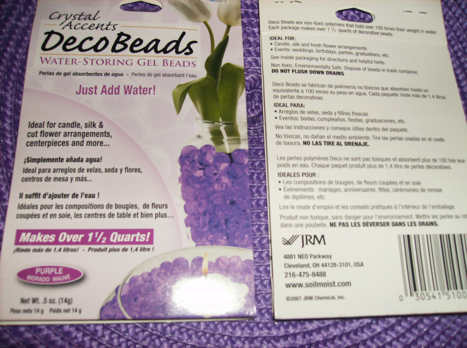 NEW PURPLE GEL WATER BEADS FILLER DECOR FOR VASES 1-1/2 QT REUSABLE