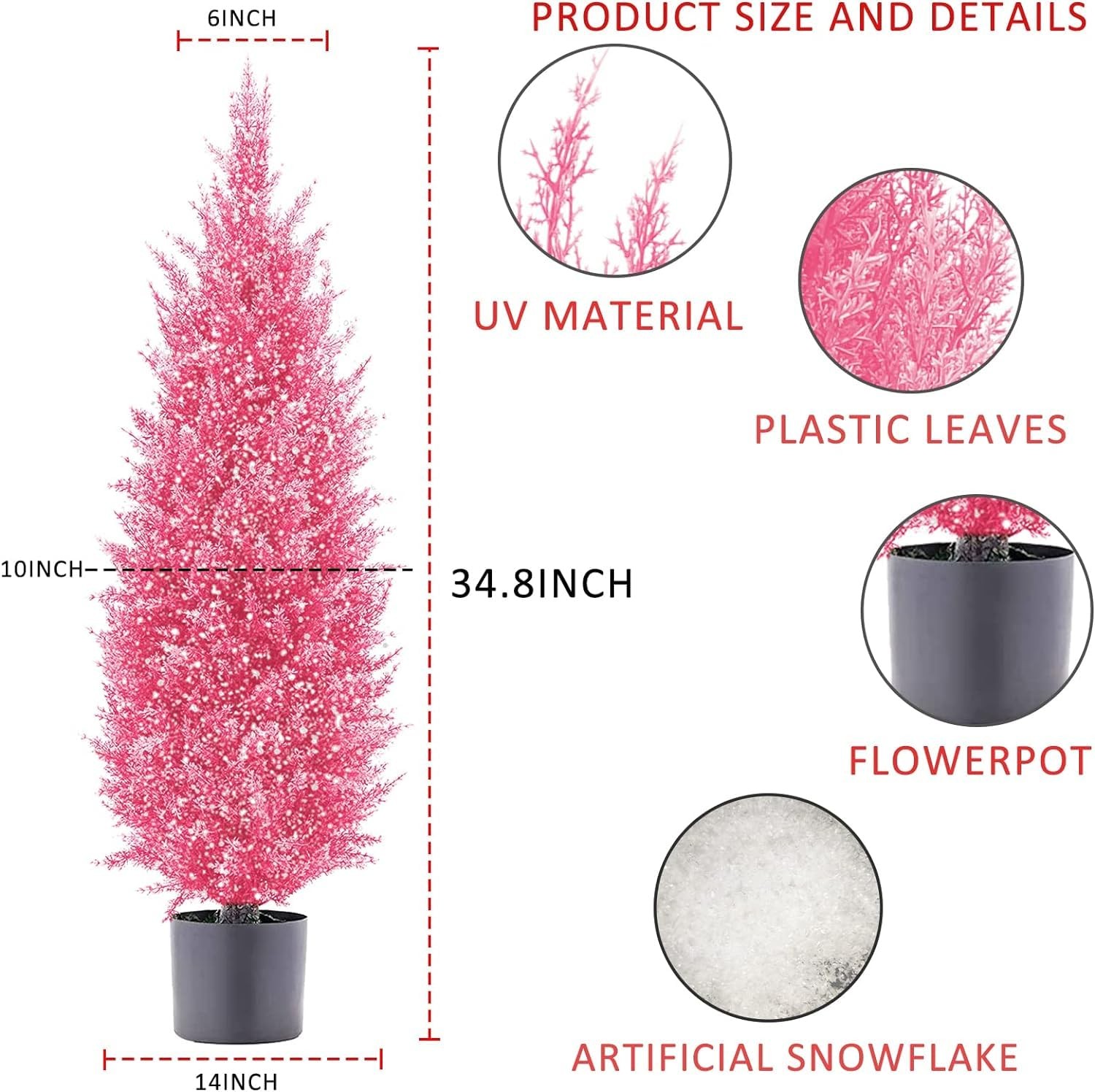 Pink Artificial Cedar Pine Tree Silk Tree Arborvitae Tree Perfect Faux Plants…