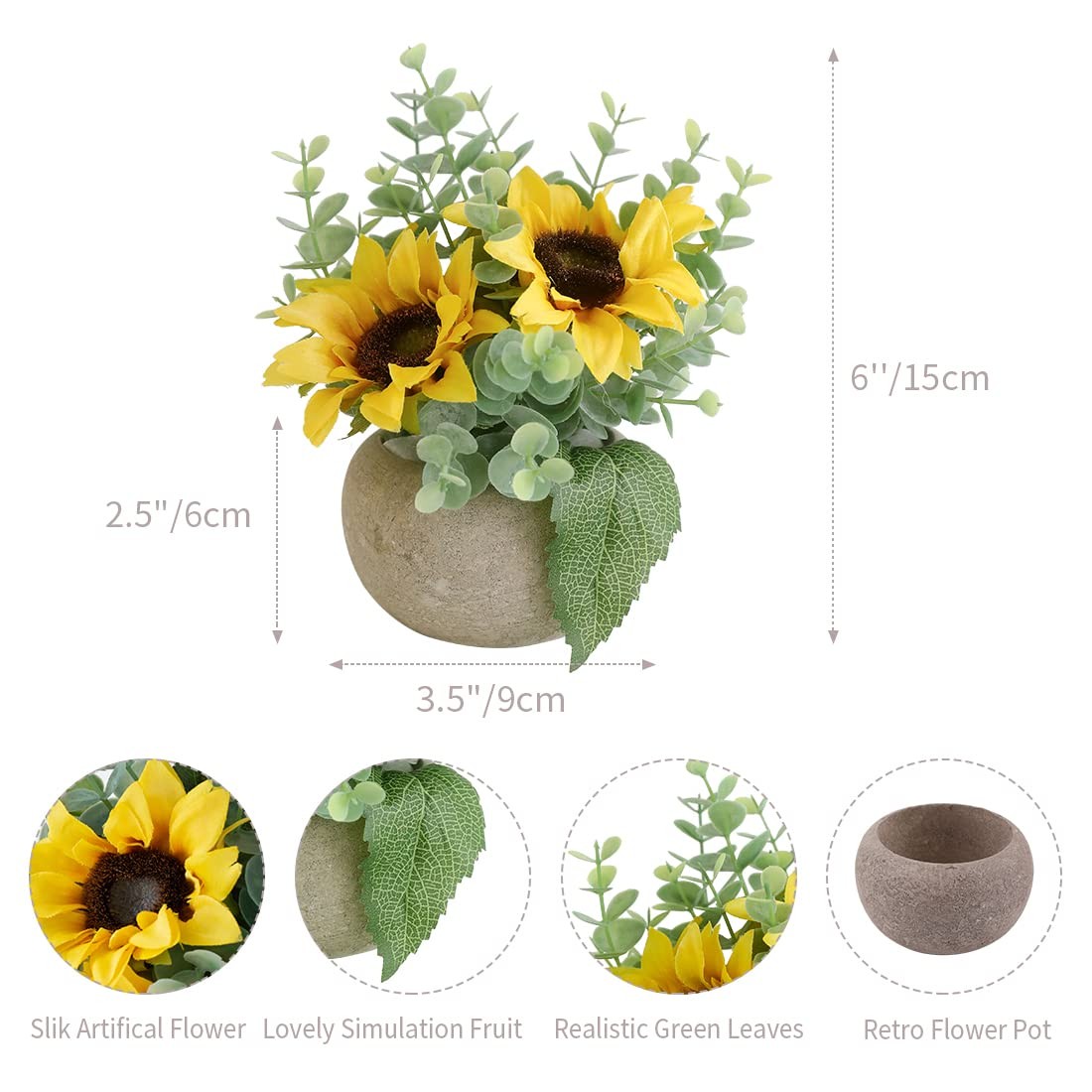 Rose in Pot Decor Potted Artificial Flowers Mini Plants Faux Flowers Indoor S…