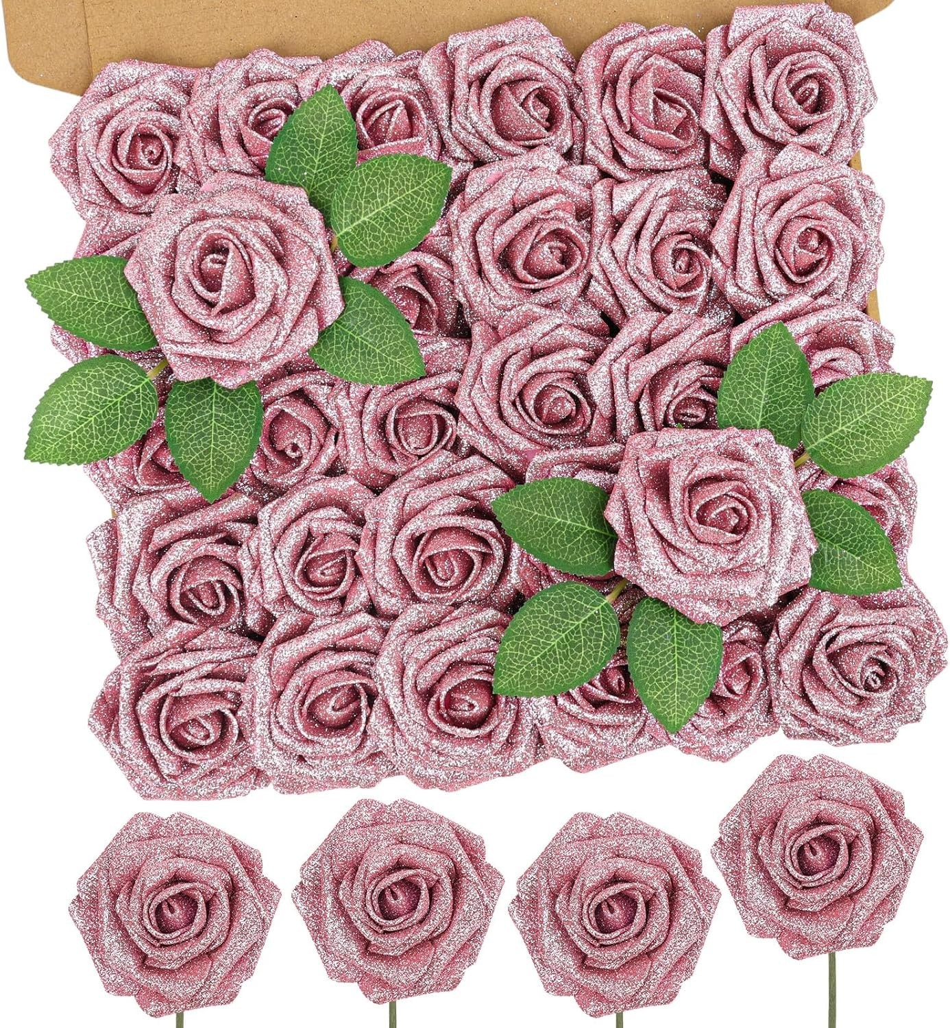 Charming 30PCS Pink Artificial Roses – Ideal for Seasonal Decorations and Gifts