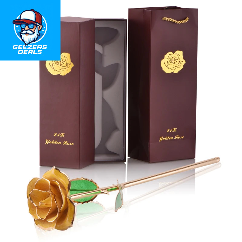 Gifts for Women 24K Gold Dipped Rose with Stand Eternal Flowers Forever Love in