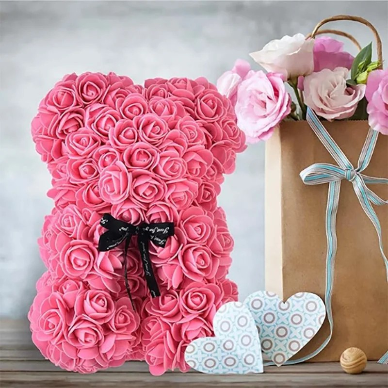 Rose BeRose ar Teddy Artificial Flower Gift Birthday Wedding 25cm