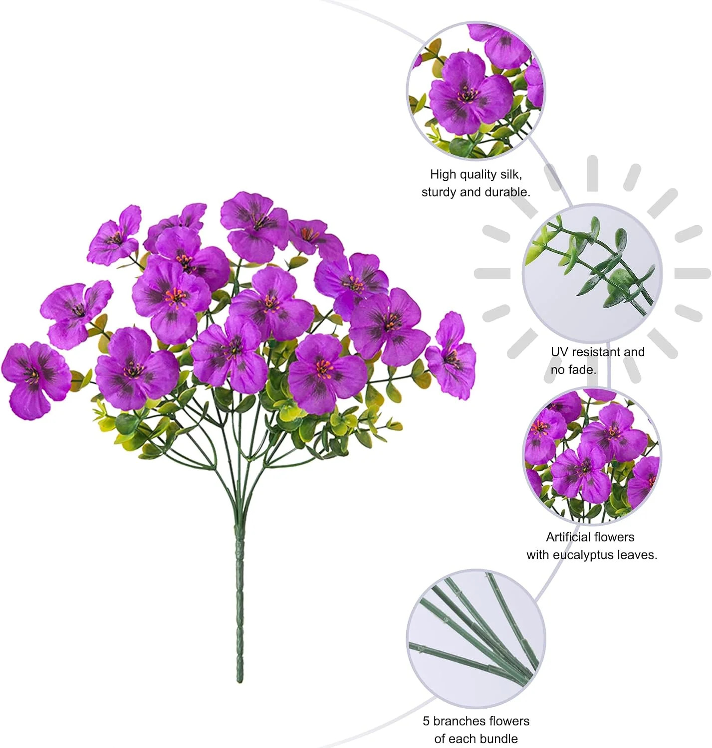 Ivydale 20PCS Artificial Fake Pansy Flowers for Outdoors Spring Sumer Decor, Fau