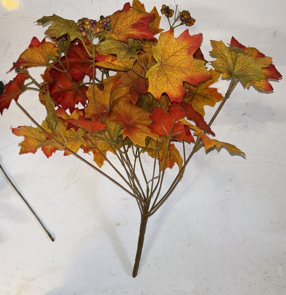 Fall Artificial Floral and Leaves Bulk Lot of 9 Pieces Plastic & Fabric