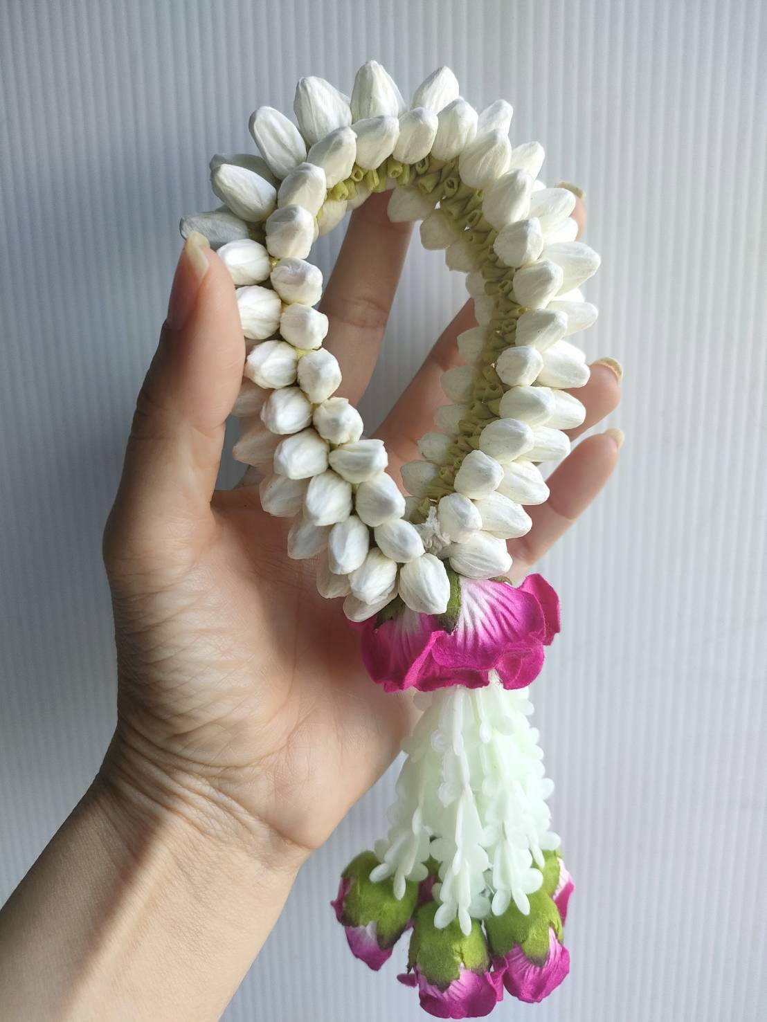 Garland Artificial Jasmine flowers Tissue Paper Fragrant Glue White Round Ubamal