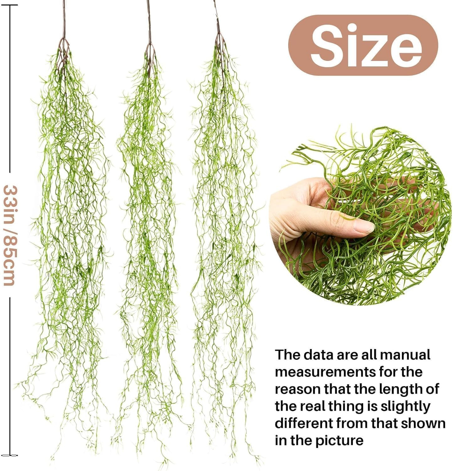 MAQIHAN Fake Spanish Moss – Artificial Moss for Plants Indoor Crafts 33 Inch
