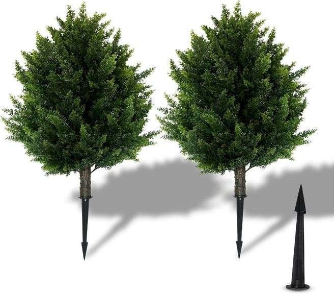 Set of 2 Artificial Cypress Topiary 16.5″ UV Resistant Indoor Outdoor Plant