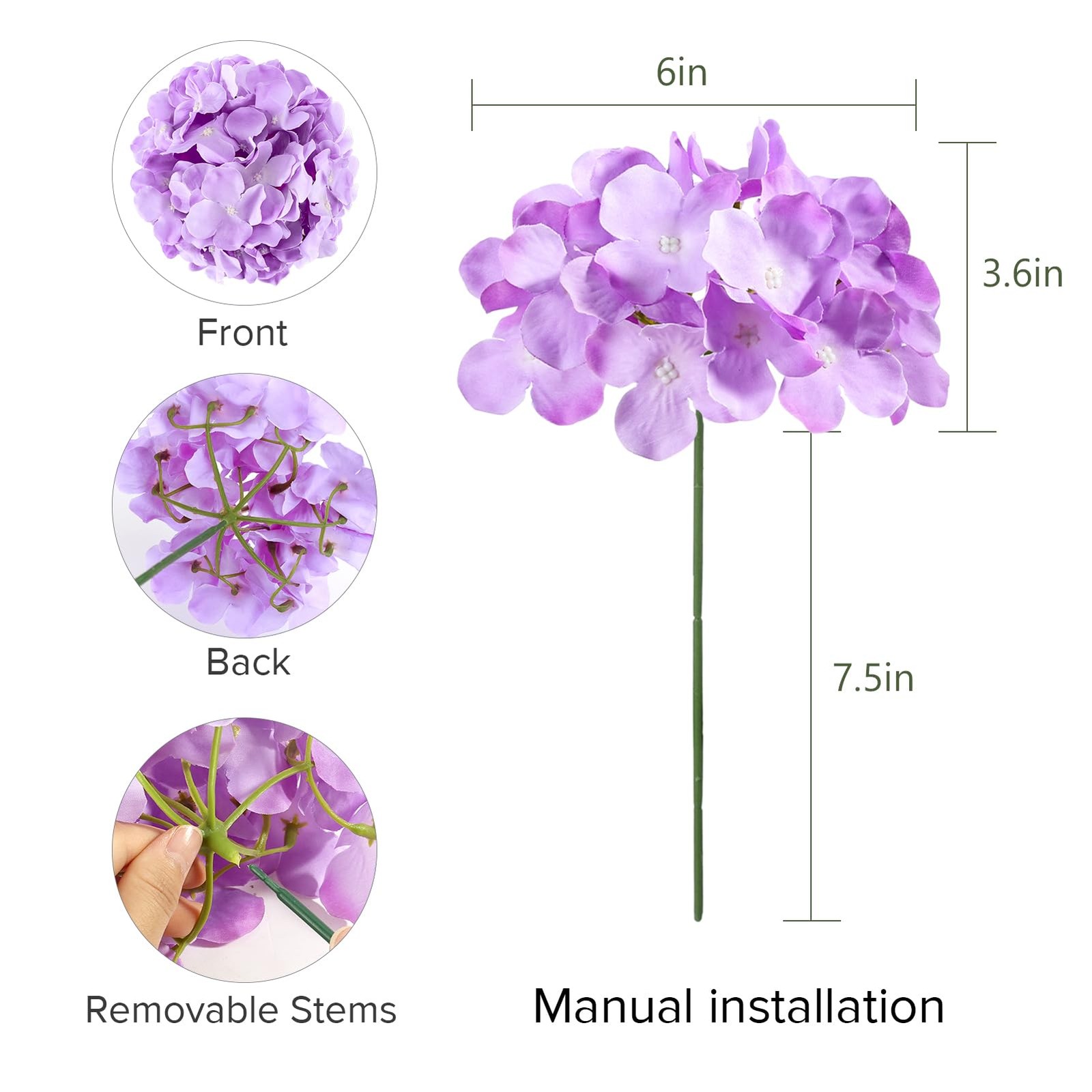 Auihiay Purple Hydrangea Bulk 204Pcs