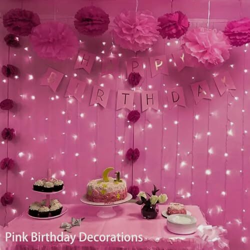 Pink Mini Christmas String Lights, 33 Feet 100 LED Plug Pink LED String Lights