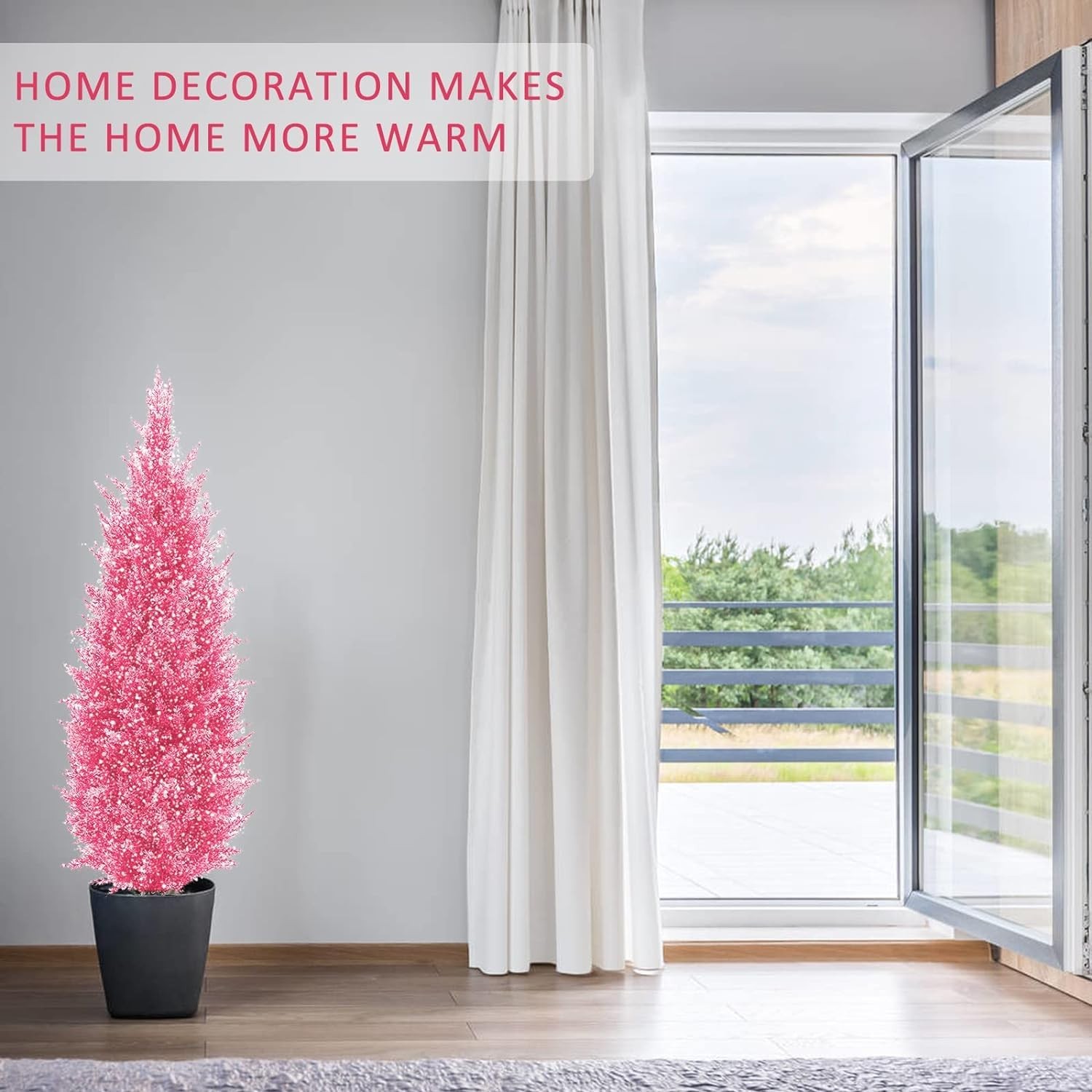 Pink Artificial Cedar Pine Tree Silk Tree Arborvitae Tree Perfect Faux Plants…