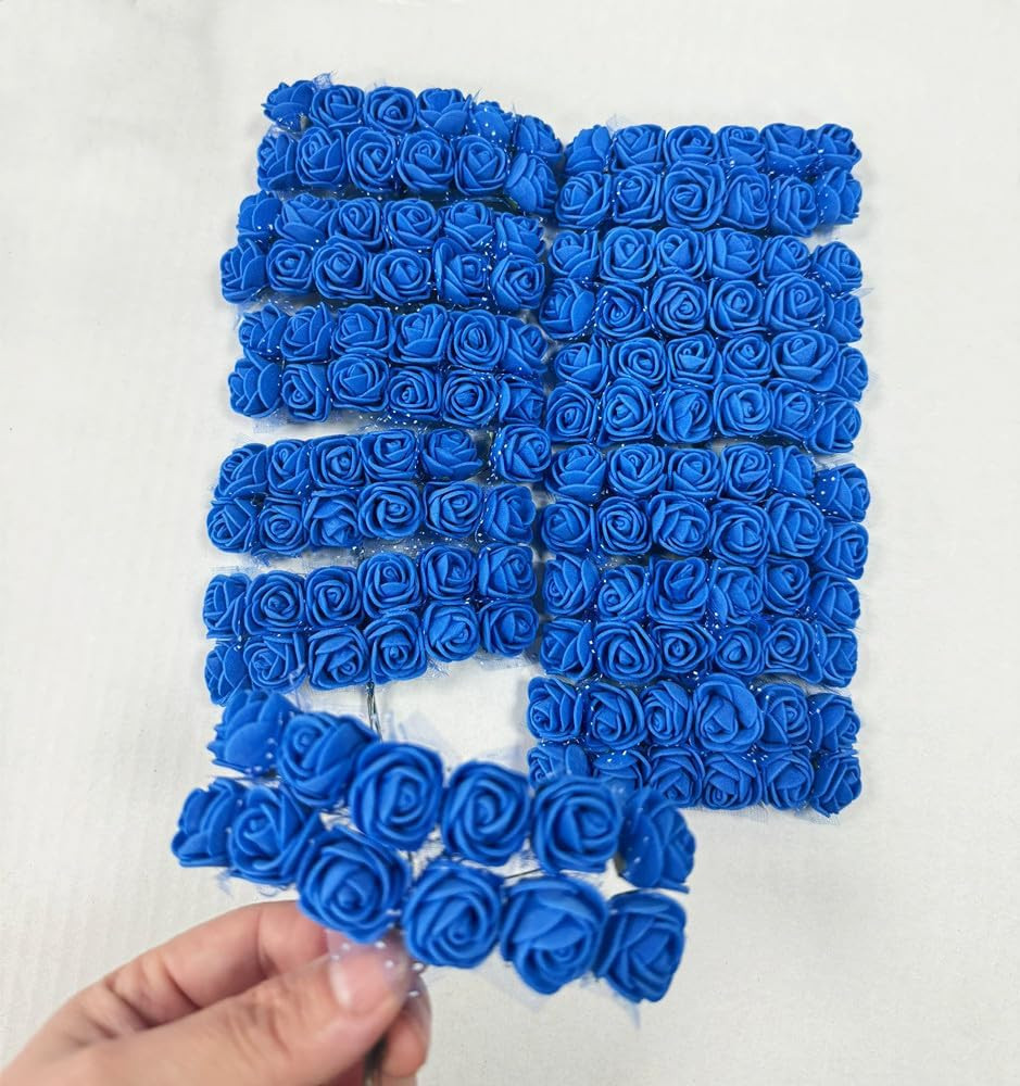 144pcs Mini Artificial Rose Flower Heads and Soft Stem,25mm PE Tiny Rose add Gau