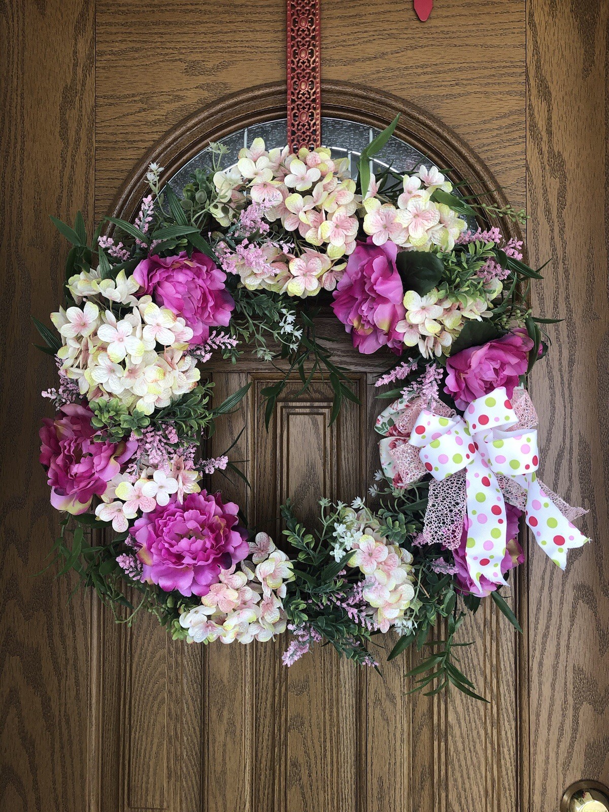 Spring/Summer Door/Wall Wreath In Pinks, White, Green With A Triple Wired Now