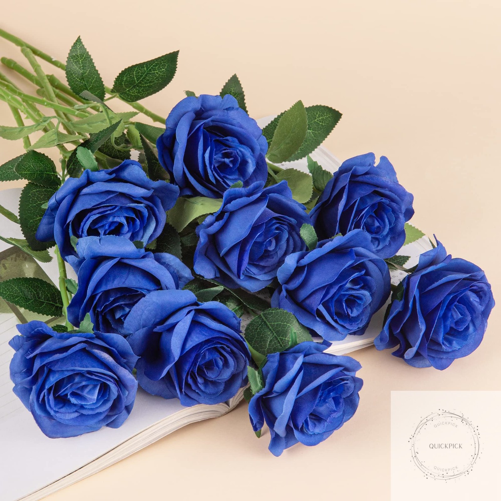 10pcs Royal Blue Silk Roses Artificial Rose Flowers Long Stem for DIY Wedding