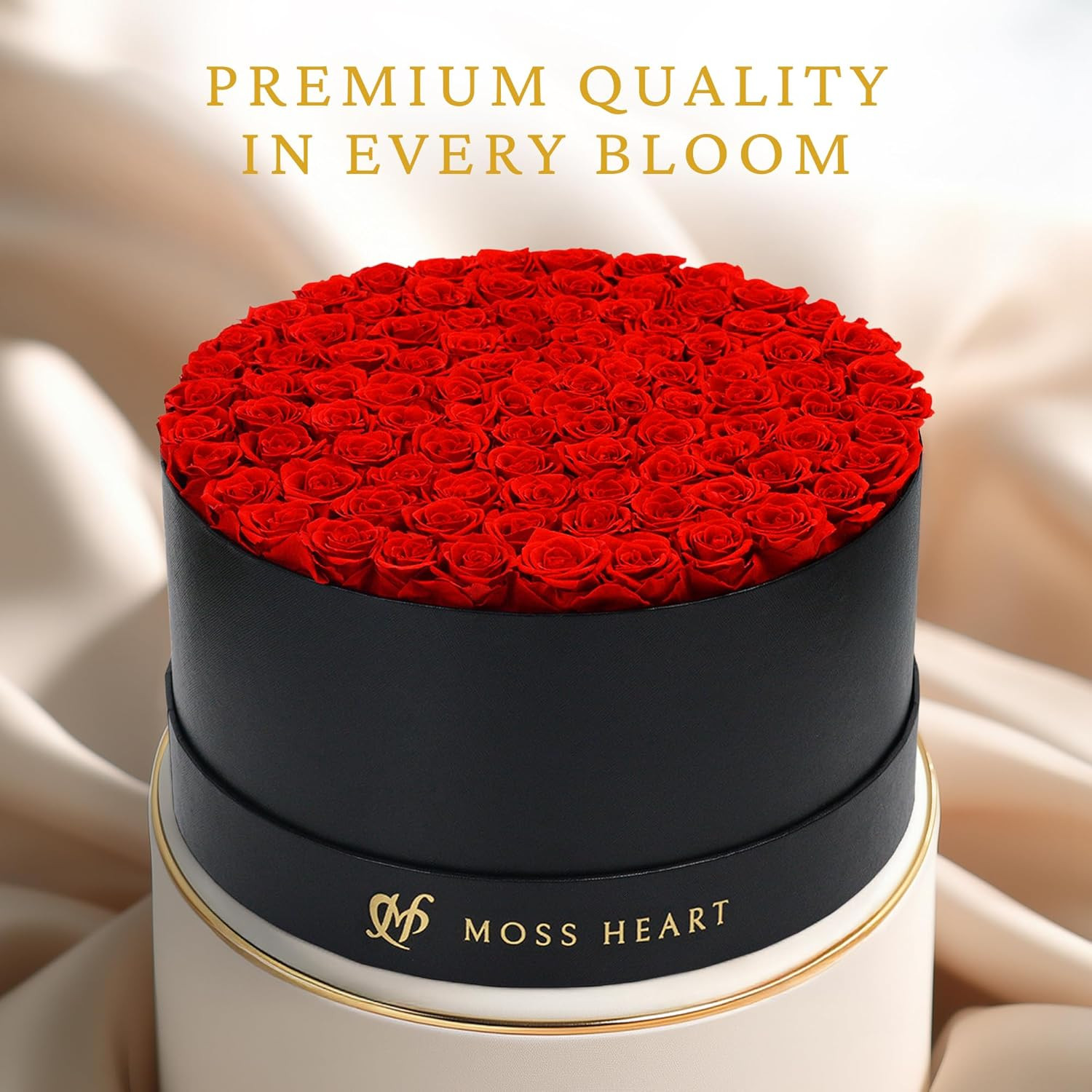 100 Petite Preserved Roses, Large round Shaped Box, Real Forever Roses Last 1+ Y
