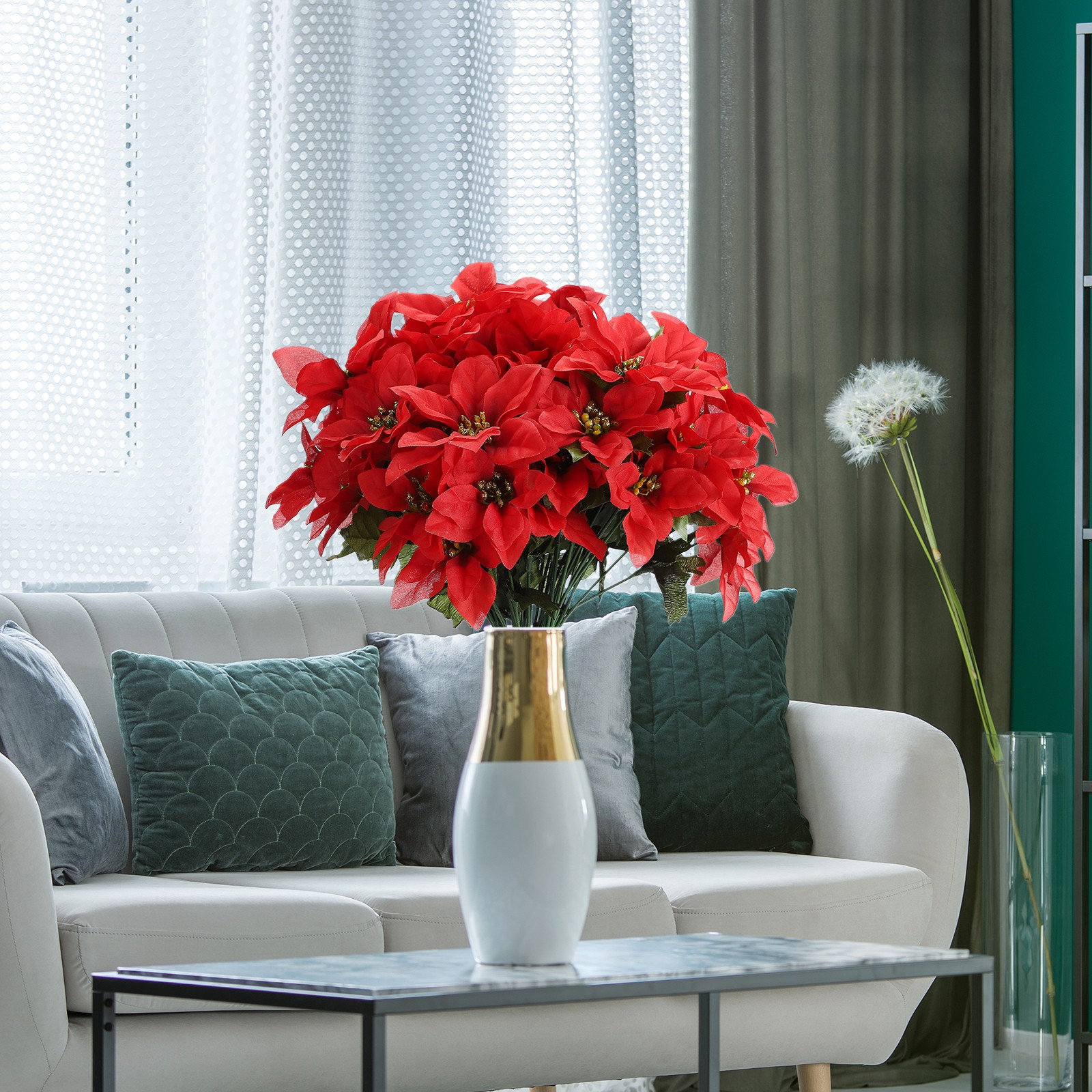 35cm Red Poinsettia Artificial Flower Arrangement