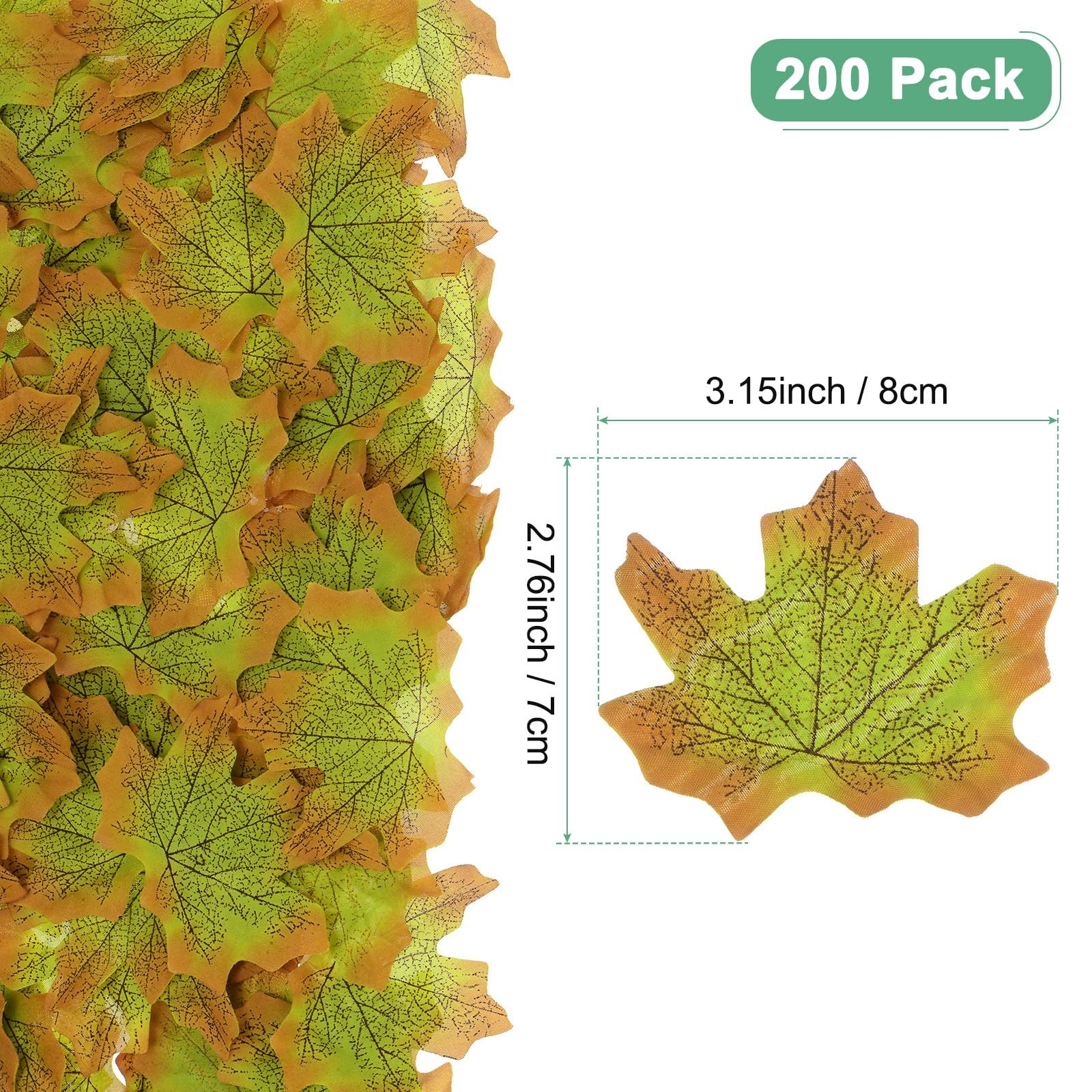 200 PCS Artificial Maple Leaves Brown Green Faux Fall Autumn Wreath Decor DIY