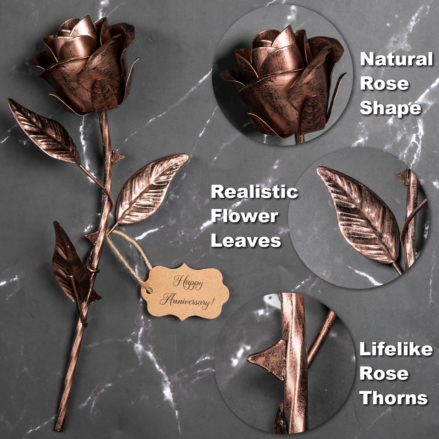 7 Year Anniversary Copper Gift for Her – Metal Rose Copper Gift for Wife 7Th Wed