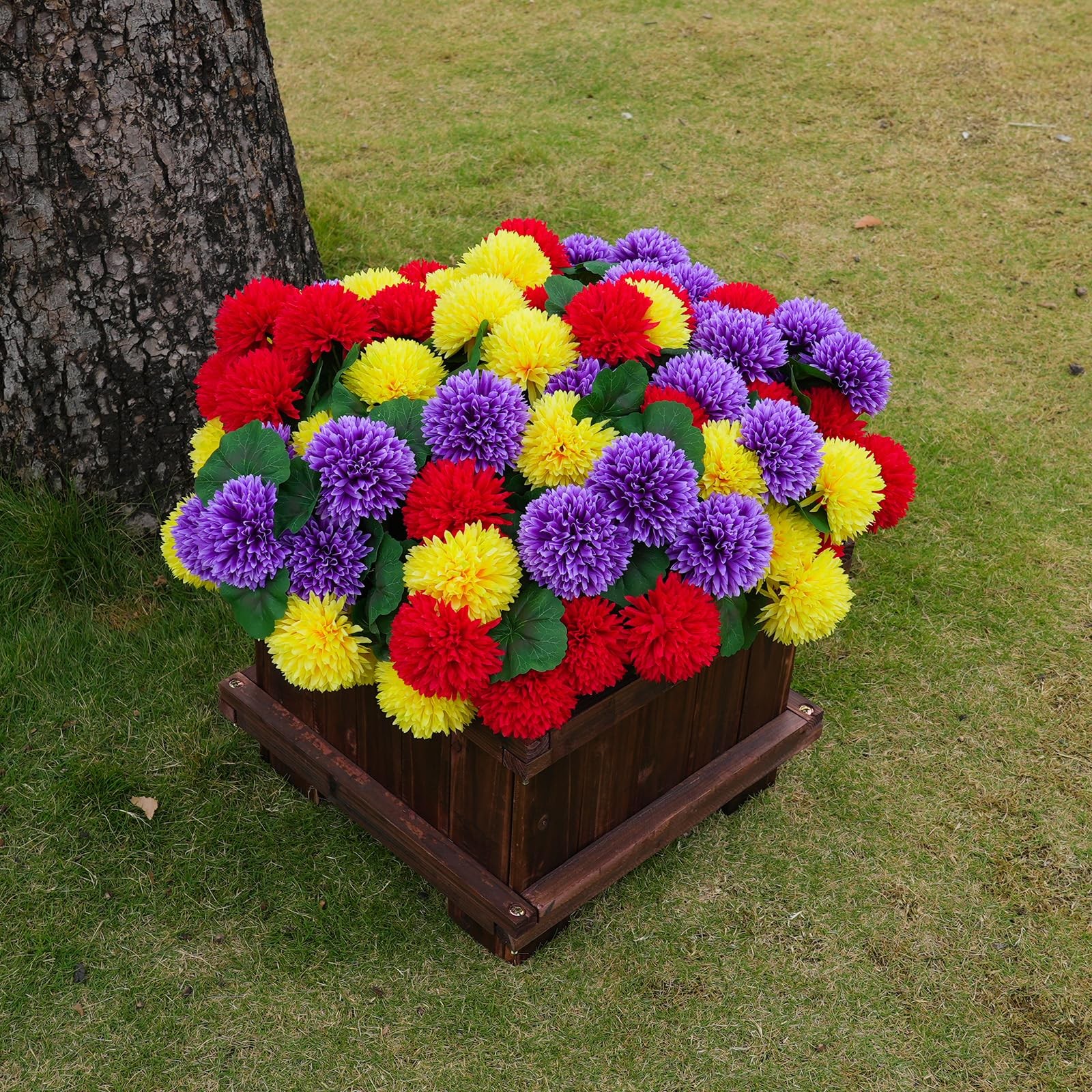 Artificial Flowers for Outdoors, 6 Pcs Globe Daisy (Purple)