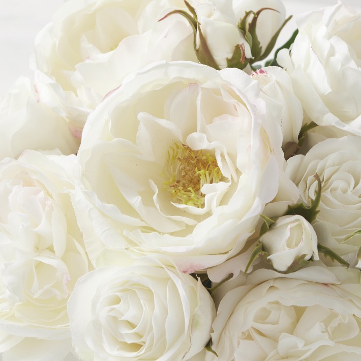 Faux White Rose Arrangement in Vase-Williams Sonoma|33818