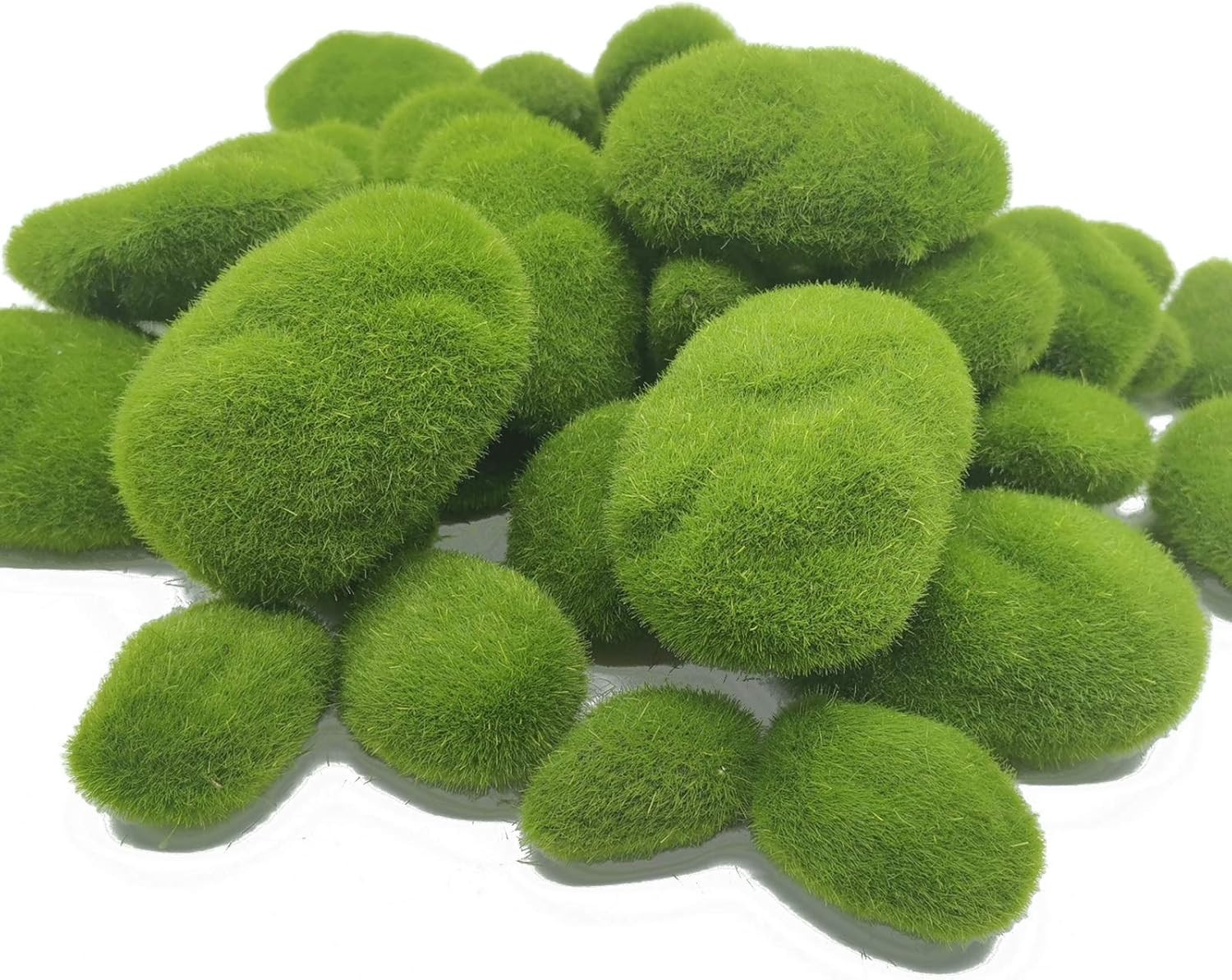 40PCS Artificial Moss Rocks (4 Sizes), Green Moss Decor for Floral Arrangements,
