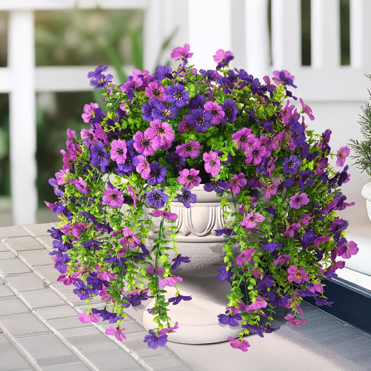 2Pcs Artificial Fake Hanging Flowers for Outdoors UV Resistant Artificial Plants