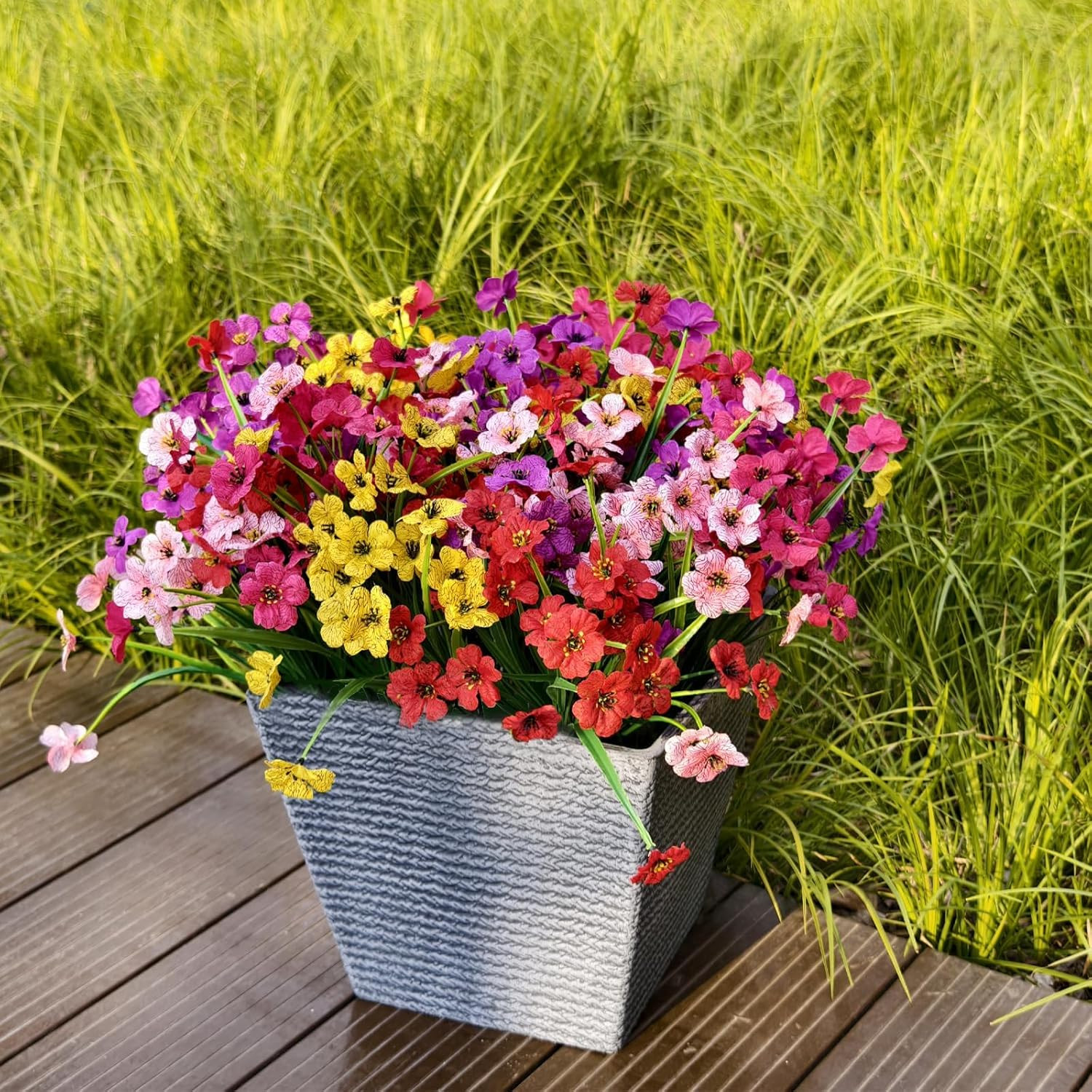 20 Pcs Plastic Flowers for Outdoors, Fake Outdoor Artificial Flowers for Outdoor