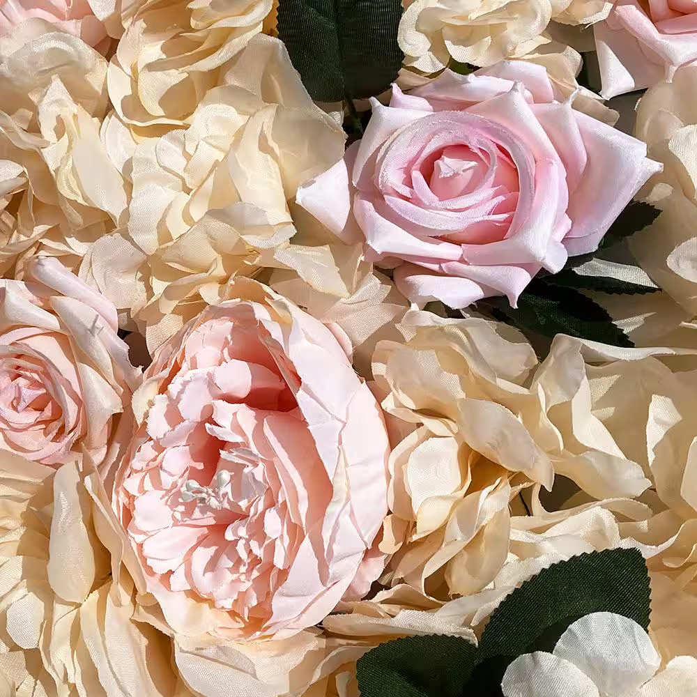 12- Pcs 23.62 In. X 15.74 In. Artificial Silk Rose Flower Wall Panel Hedge for W