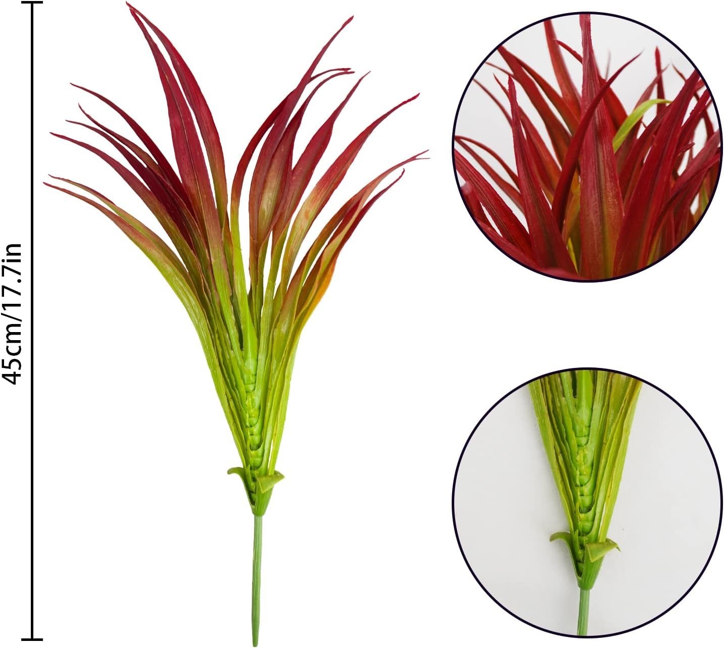6Pcs Artificial Grass Fake Plants 17.3In 16 Leaves Outdoor Fake Grass UV Resista