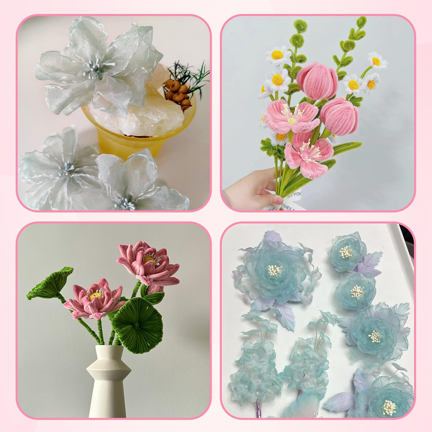1400 Pcs Flower Stamens for Crafts, 4 Colors Artificial Flower Stamens Matte Mal