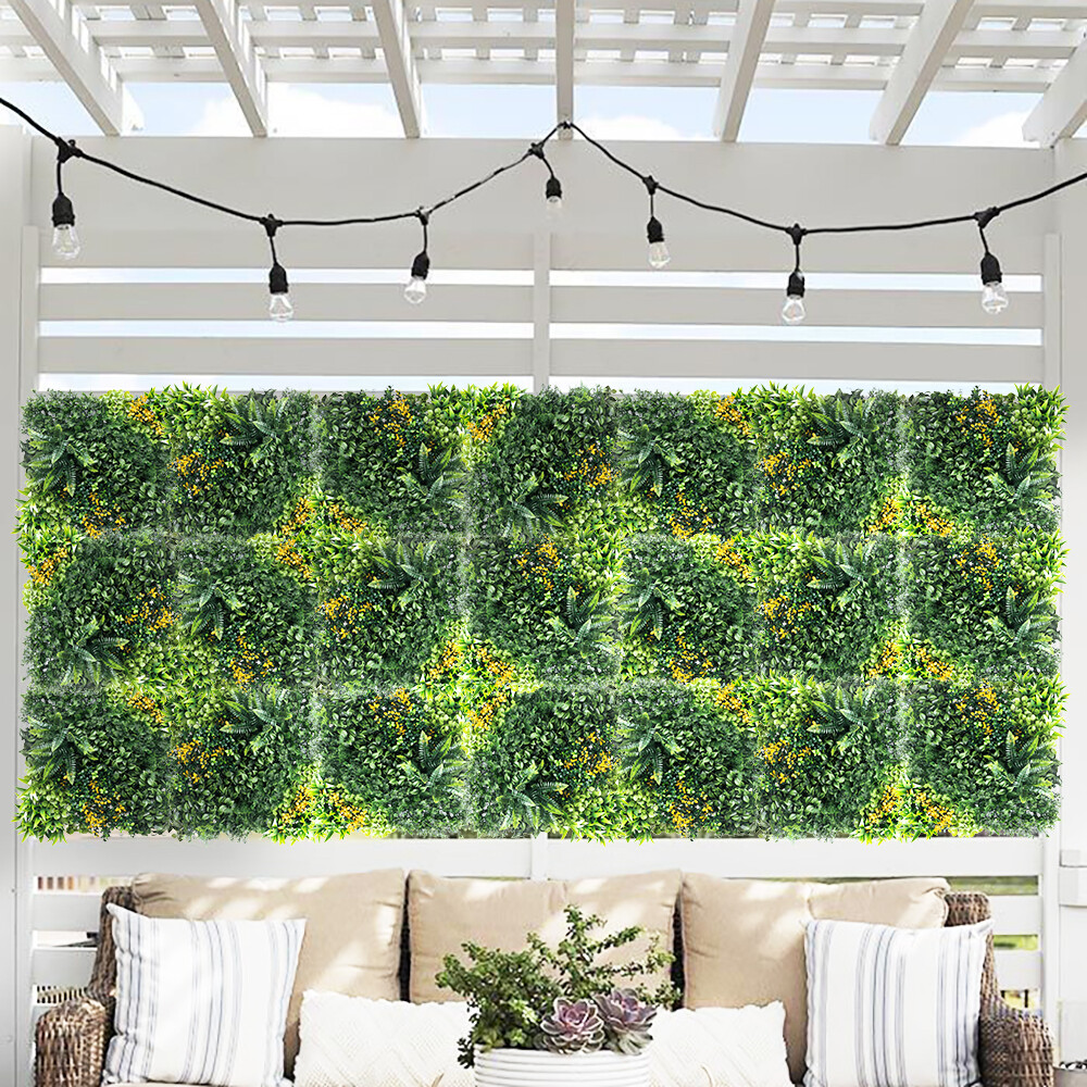 20″ Artificial Faux 3D Mix Leaves Wall Panel Fence Screen Home Outdoor Decor #08