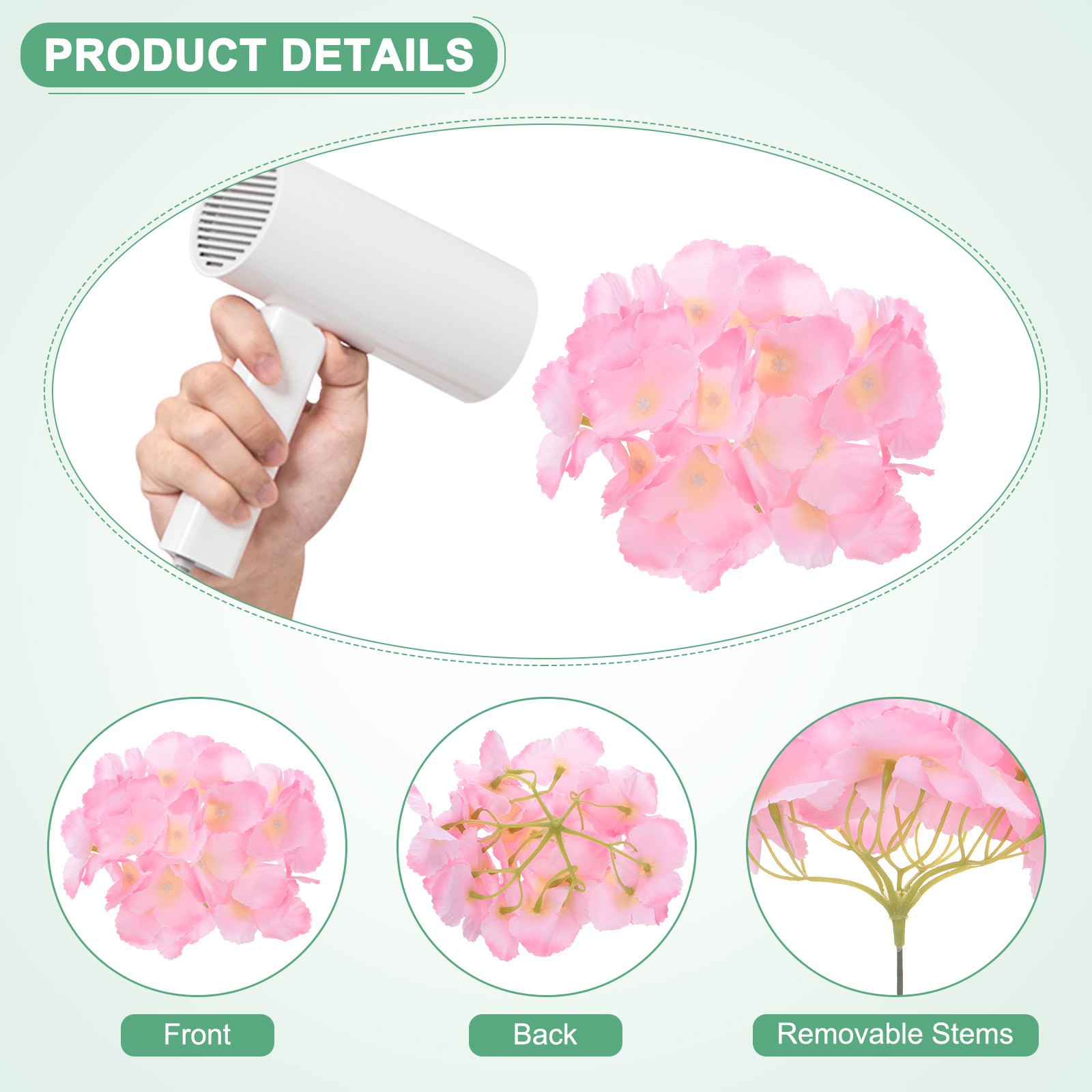 40-Pack Silk Hydrangea Flowers for Home Decor [Gradient Dark Pink]