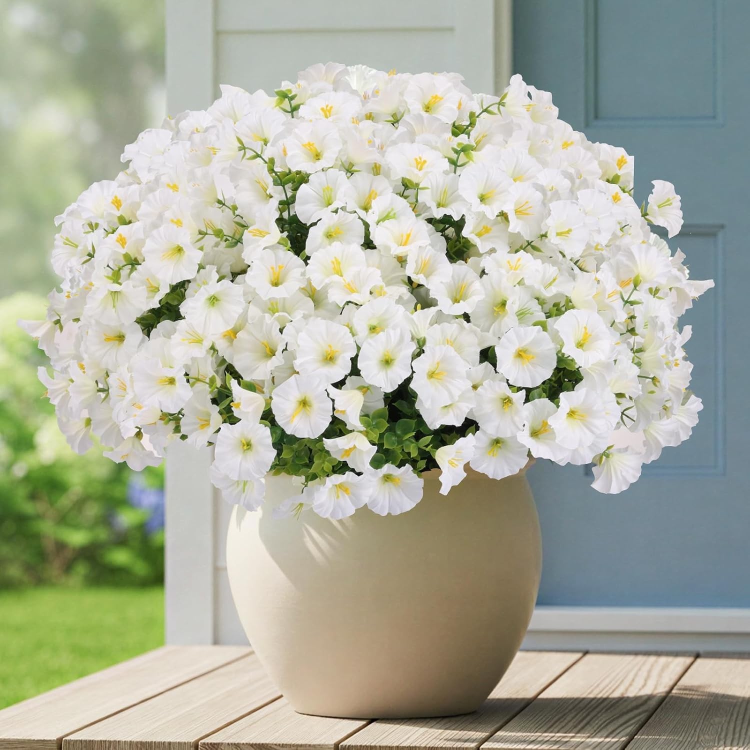 24 Pcs Artificial Pansies UV Resistant, Faux Outdoor Planter Decor