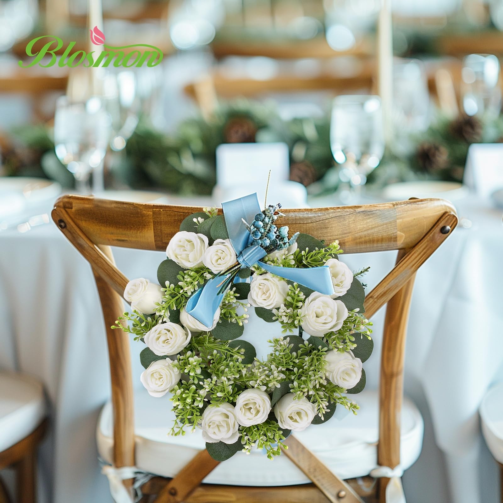 Large White Artificial Rose Candle Rings – 10Pcs Wedding Centerpiece Decor