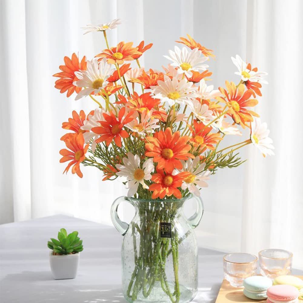 Artificial Silk Daisy Flower with Long Stems for Home Decor Indoor Outside Table