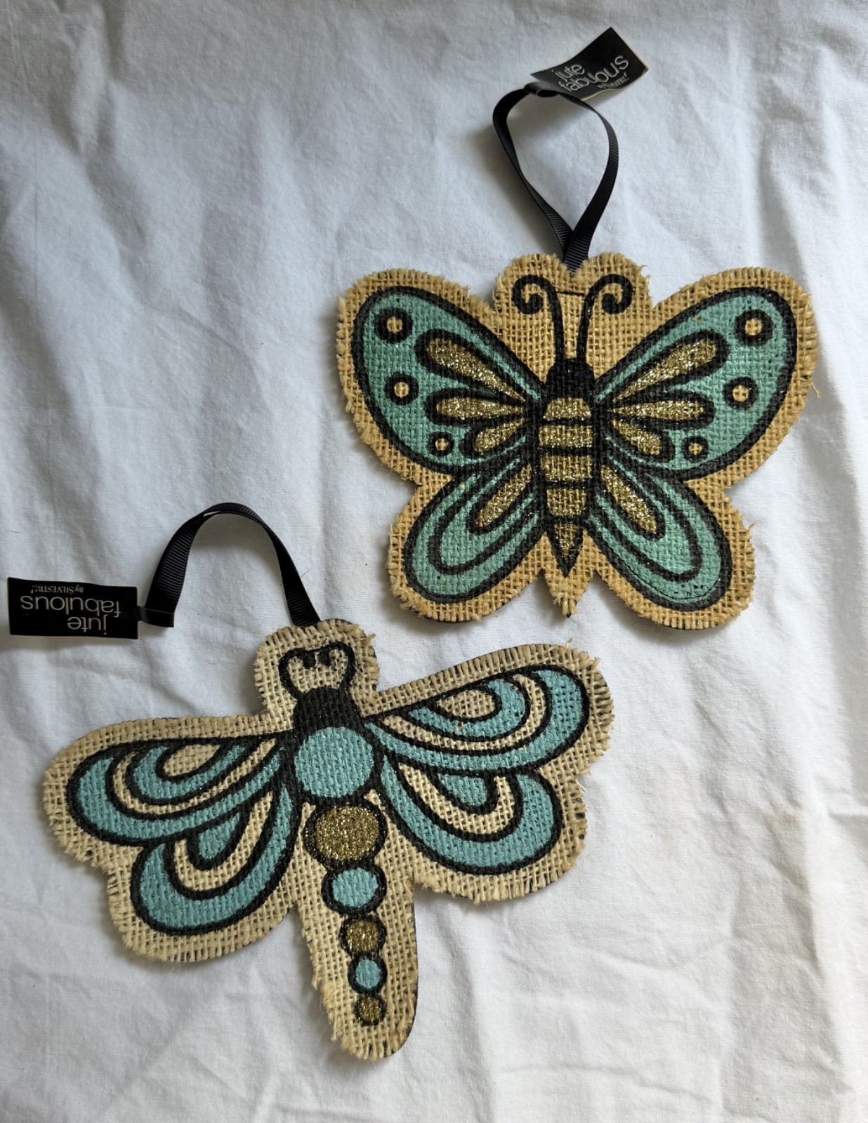 Silvestri Jute Fabulous Burlap Butterfly & Dragonfly Hanging Ornaments Decor Lot