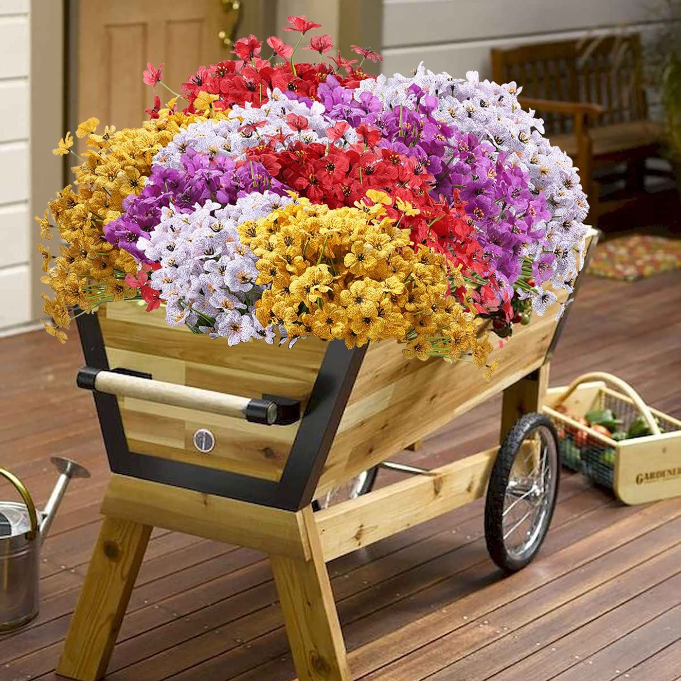 Satefello 20 Bundles Outdoor Artificial Flowers, UV Resistant Fake Flower with