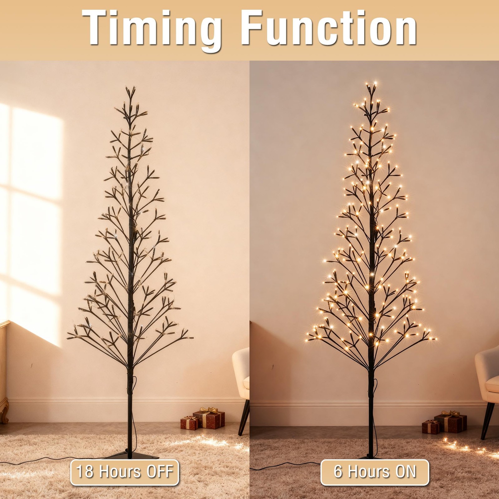 Lomotech Chritsmas Tree Lights – 216 Leds 5Ft String Tree, Warm White