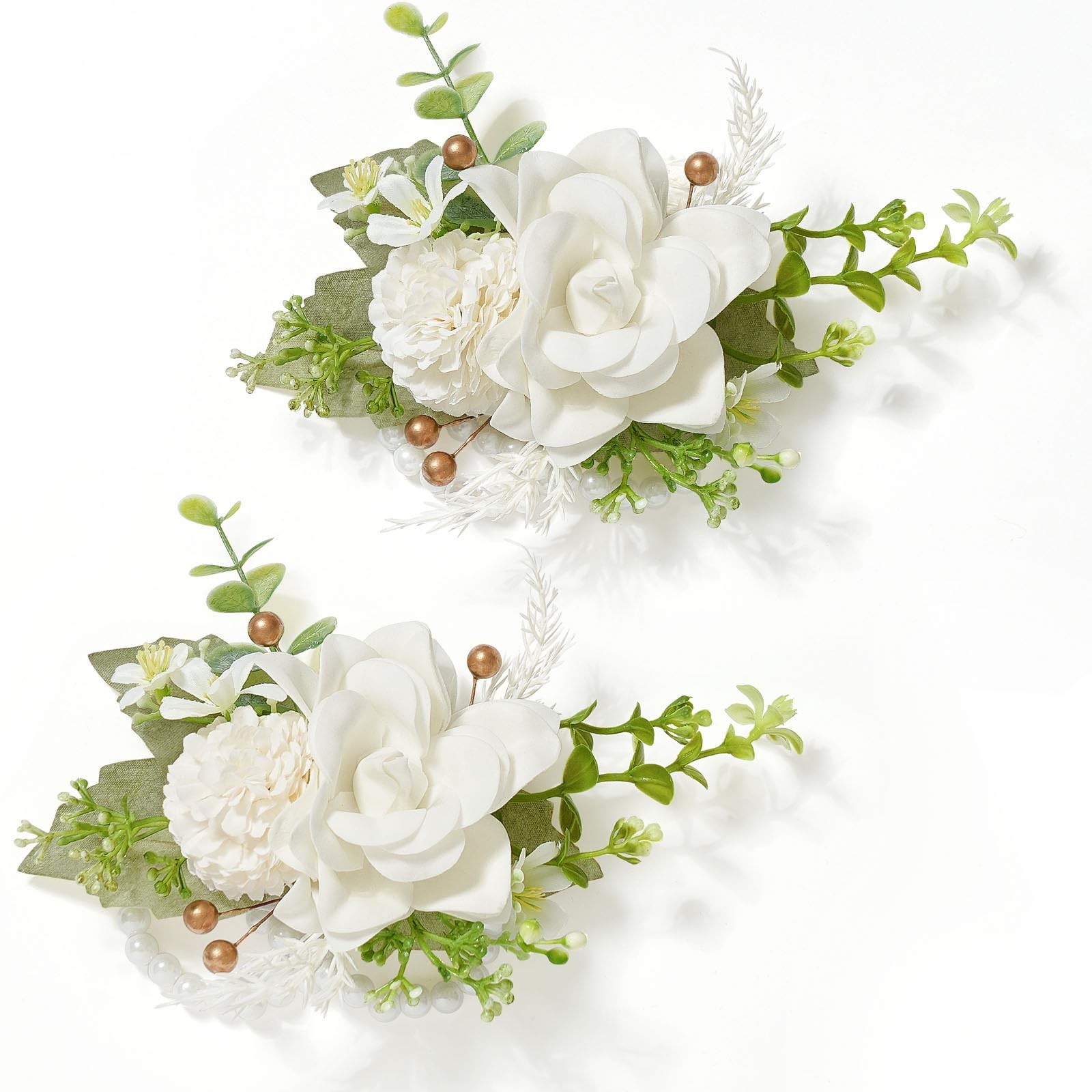 2 PCS Ivory White Wrist Corsage 67 Inch for Wedding Prom Ceremony Anniversary