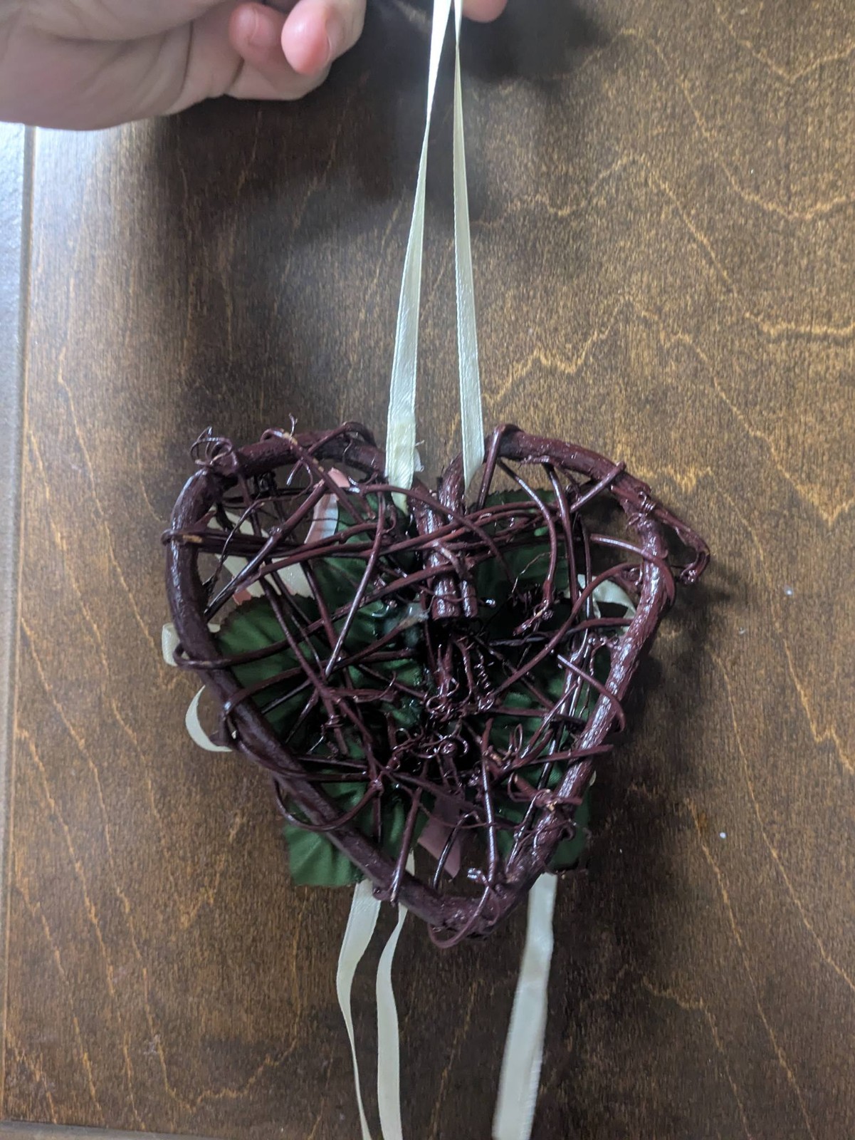 Small Rustic Heart Wreath Wall Hanging with Floral Accent