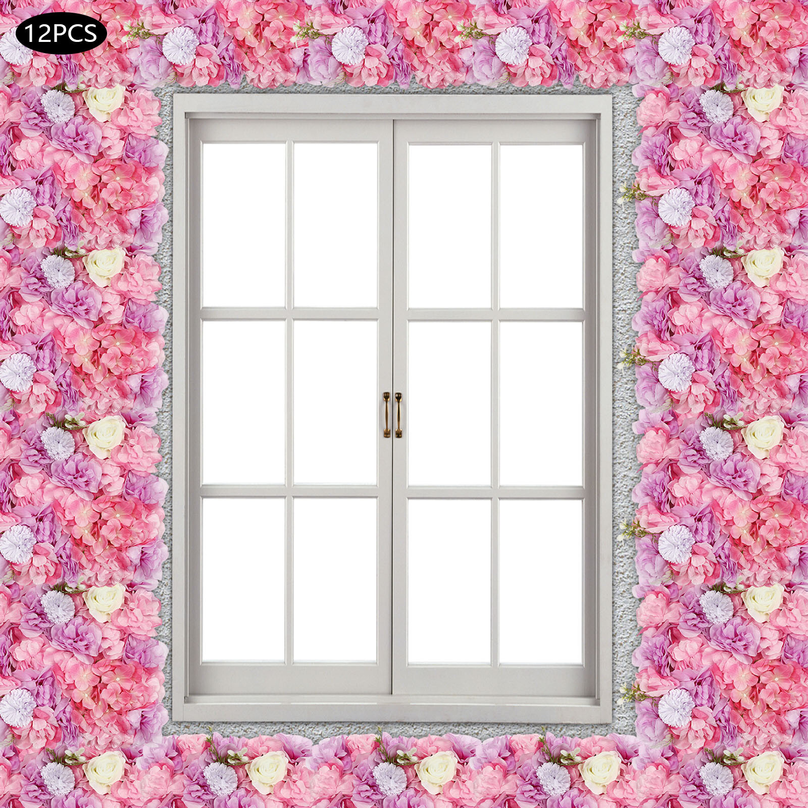 12pcs Artificial Silk Rose Flowers 3D Backdrop Wall for Wedding Party Decoration