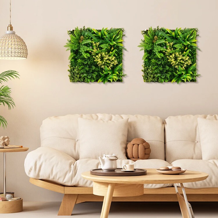 20″ x 20″ Indoor Hanging Artificial Plant Wall w/11 Types of Mixed Faux Plants