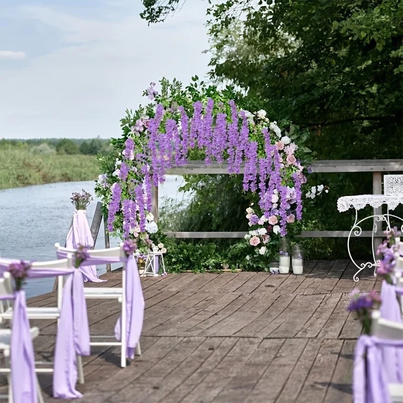 12pcs Wisteria Vine Artificial Flowers Trailing Fake String Garden Wedding Decor