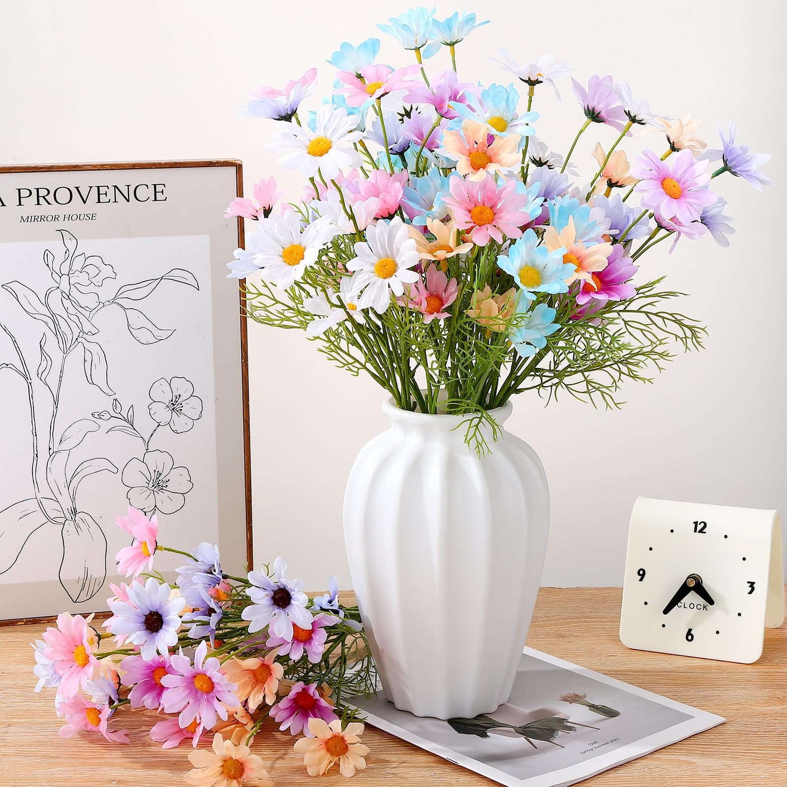 24 Bundles Artificial Daisy Flowers Fake Daisies UV Resistant Outdoor Indoor …
