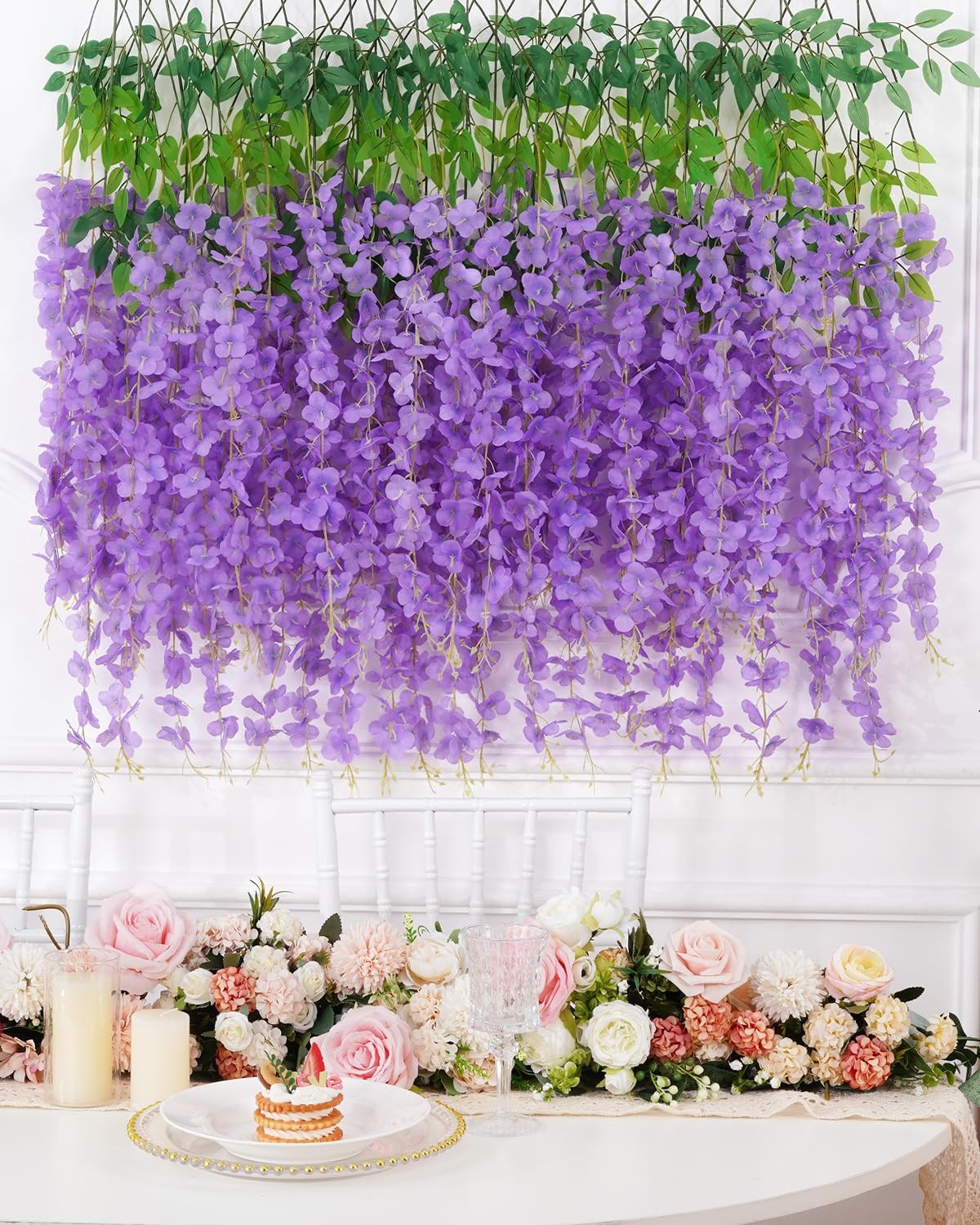 Waipfaru 12 Pack Wisteria Hanging Flowers, 3.6 Feet/Pcs Purple Wisteria Artif…