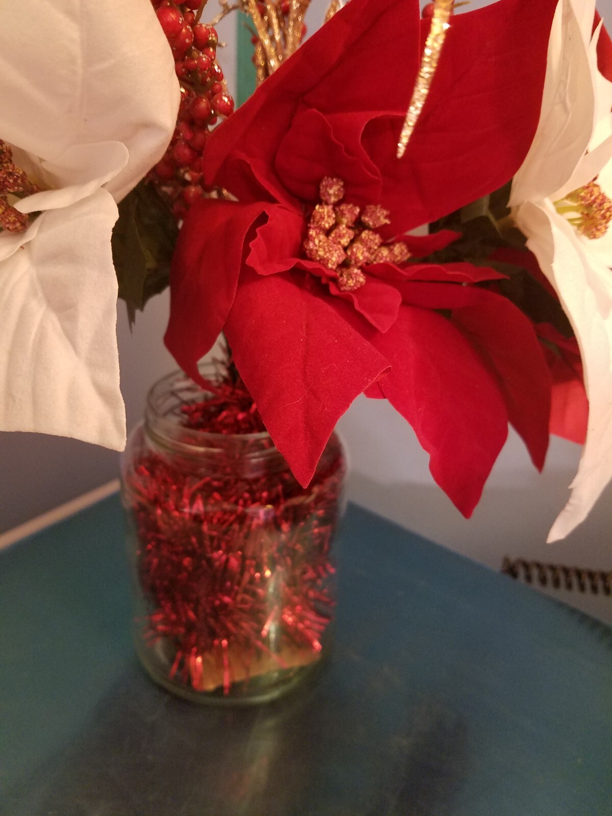 Handmade Table Decor I made this with a recycled glass jar and assorted…