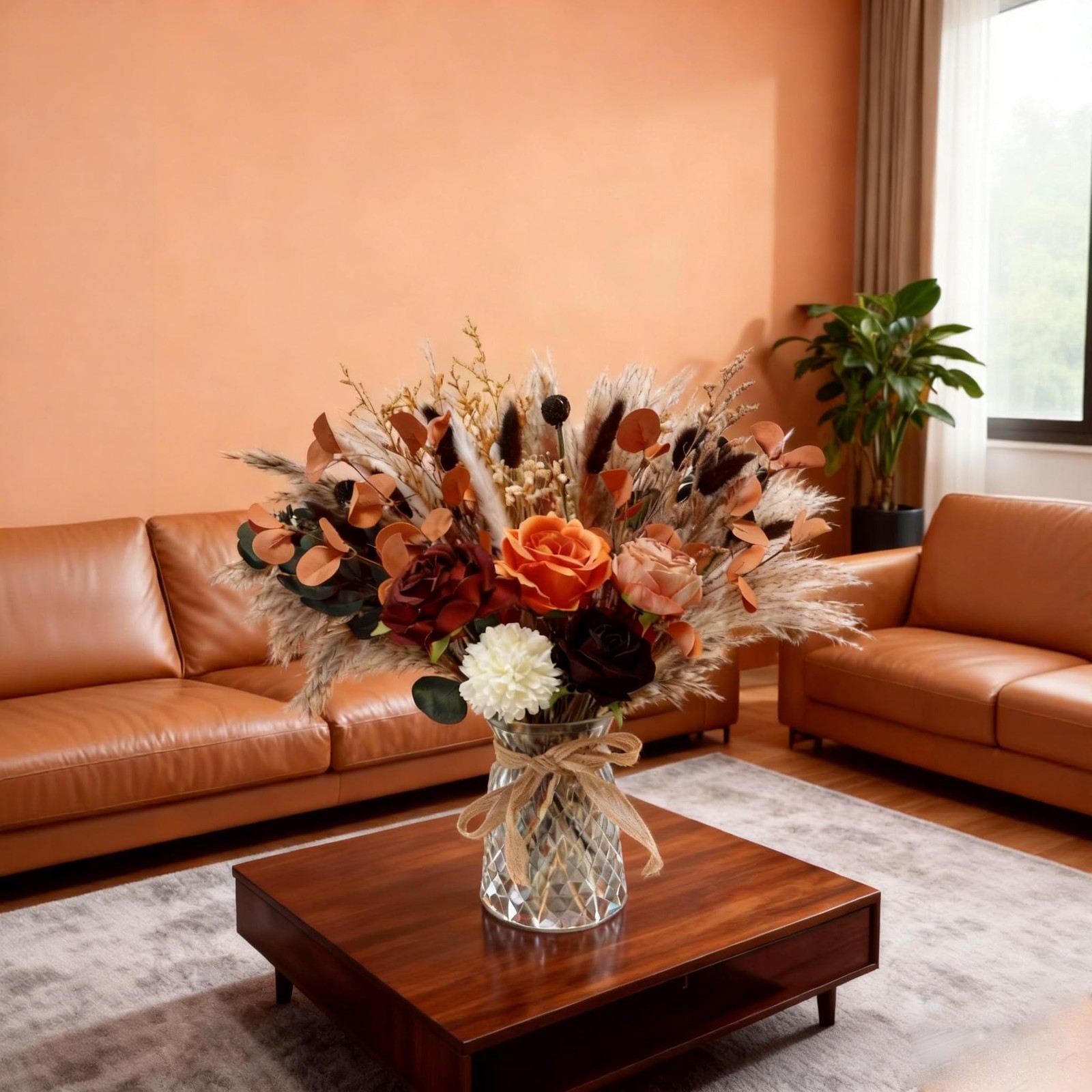 Vase with Artificial Flower Arrangemets Centerpieces for Dining Table Decorat…