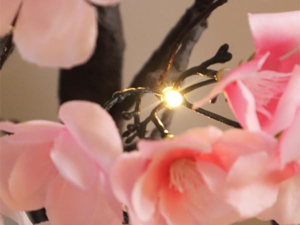 18 Inch Cherry Blossom Tree Timer Warm White Bonsai USB Battery Powered